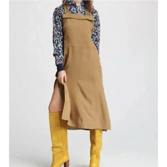 Rag + Bone Adrian Button-Detailed Crinkled-Twill Midi Dress In Sage Green - Picture 1 of 12
